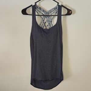 Lululemon Athletica Dark Gray Tank Top with Patterned Straps